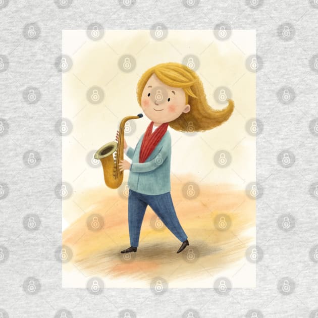 Saxaphone playing cute girl by osmansargin